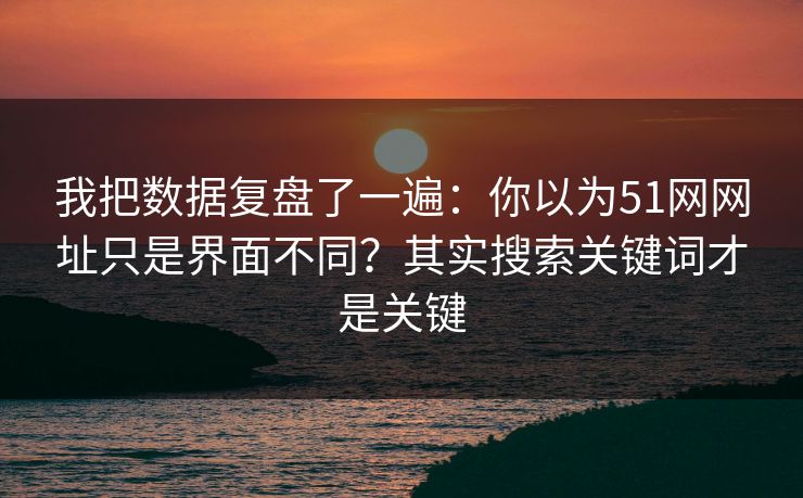我把数据复盘了一遍：你以为51网网址只是界面不同？其实搜索关键词才是关键
