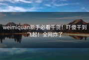 weimiquan新手必看干货！吓傻干到飞起！全网炸了