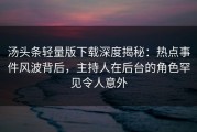 汤头条轻量版下载深度揭秘：热点事件风波背后，主持人在后台的角色罕见令人意外