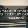 我做了个小实验：你以为51视频网站靠运气？其实更新节奏早就决定体验（信息量有点大）