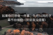 如果你只想做一件事：先把51网的字幕节拍做稳（别说我没提醒）