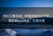 网红又爆丑闻！昨晚刚刚流出花絮，微密圈app网友：引发众怒