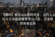 【爆料】麻豆app官网突发：业内人士在今日凌晨被曝曾参与八卦，引发联想席卷全网