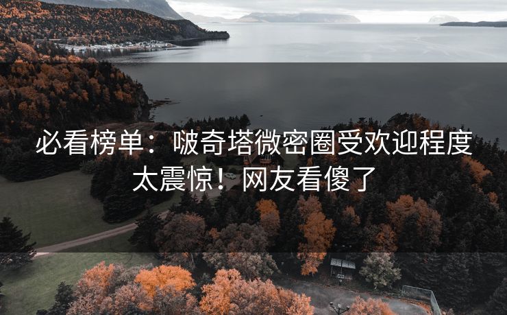 必看榜单：啵奇塔微密圈受欢迎程度太震惊！网友看傻了