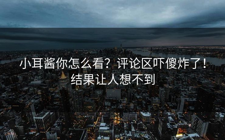 小耳酱你怎么看？评论区吓傻炸了！结果让人想不到