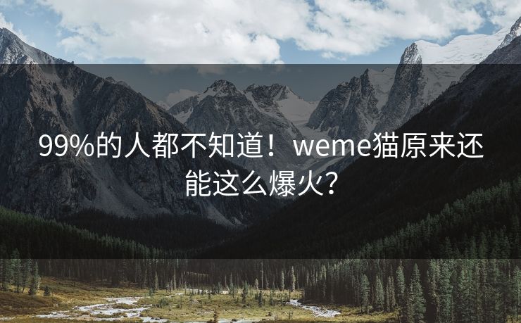99%的人都不知道！weme猫原来还能这么爆火？