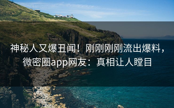 神秘人又爆丑闻！刚刚刚刚流出爆料，微密圈app网友：真相让人瞠目