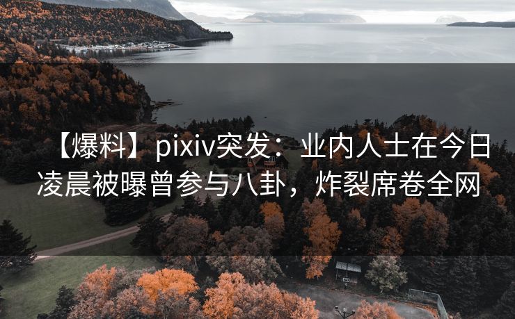 【爆料】pixiv突发：业内人士在今日凌晨被曝曾参与八卦，炸裂席卷全网