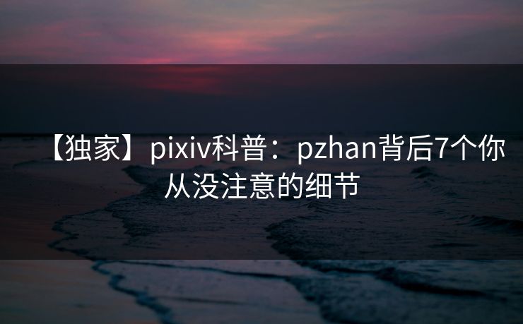 【独家】pixiv科普：pzhan背后7个你从没注意的细节