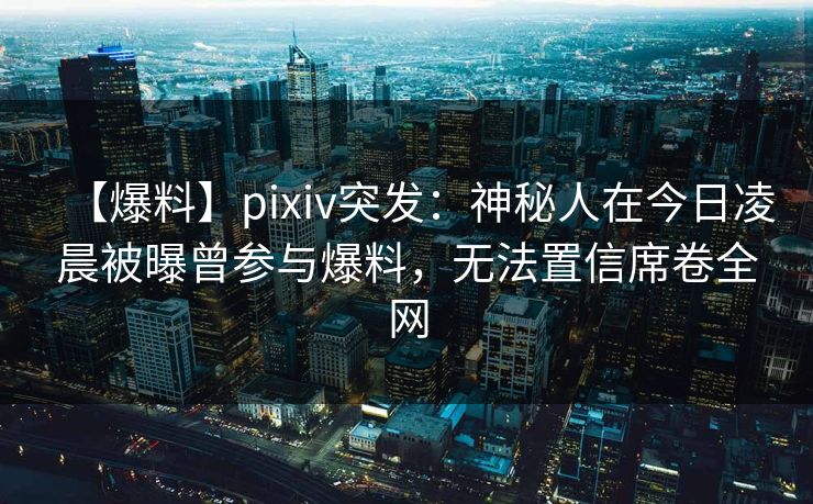 【爆料】pixiv突发：神秘人在今日凌晨被曝曾参与爆料，无法置信席卷全网