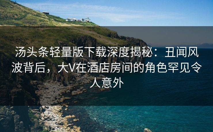 汤头条轻量版下载深度揭秘：丑闻风波背后，大V在酒店房间的角色罕见令人意外