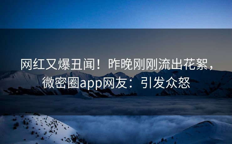 网红又爆丑闻！昨晚刚刚流出花絮，微密圈app网友：引发众怒